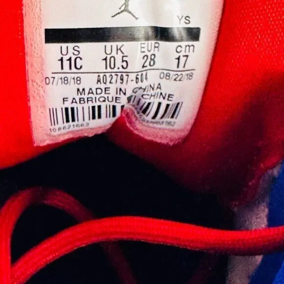 Jordan Unisex Kids Multicolor Jumpman Team 2 Athletic Running Shoes Size US 11C - Picture 10 of 10